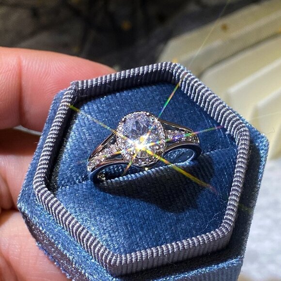 ✨Three Layer Crystal Pure Oval Zircon Wedding Clear Rings for Women, MARR9021 - Picture 2 of 6